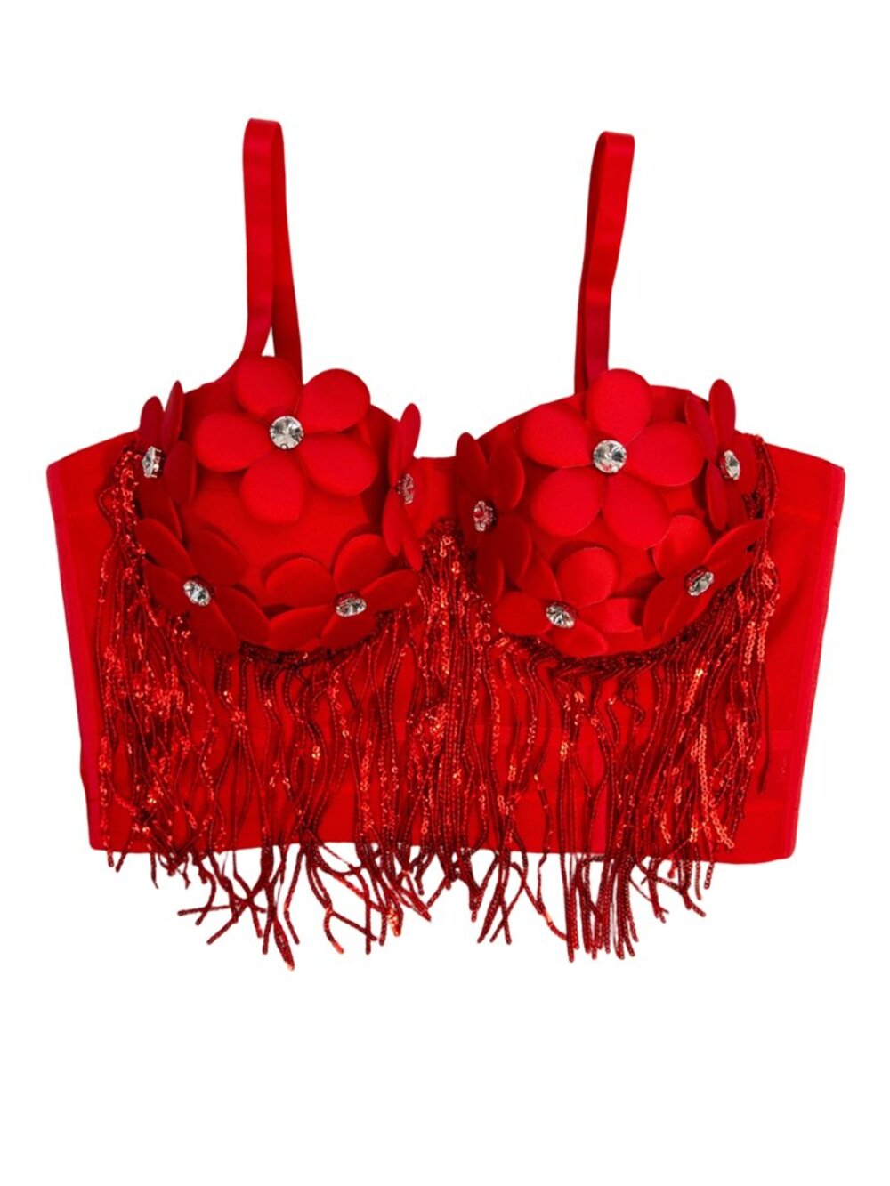 Scarlet Bloom Fringe Corset Top - Picture 4 of 9